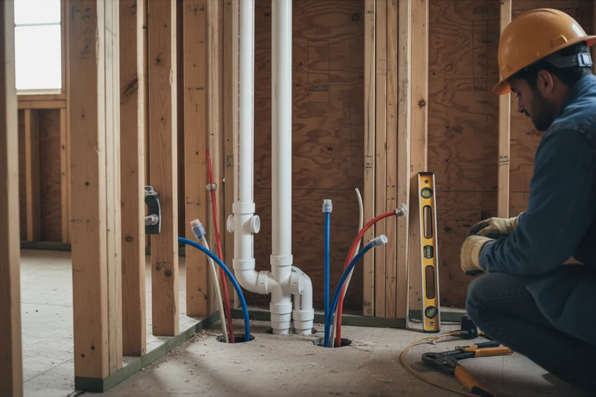 Drain and supply rough-in during Drain Cleaning in Chapin